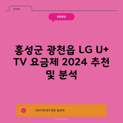 홍성군 광천읍 LG U+ TV 요금제 2024 추천 및 분석