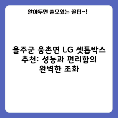 LG 셋톱박스 추천, 성능과 편리함의 완벽한 조화