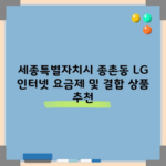 세종특별자치시 종촌동 LG 인터넷 요금제 및 결합 상품 추천