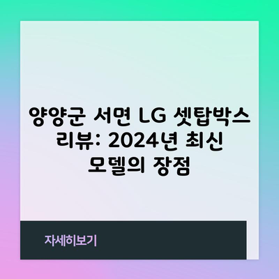 양양군 서면 LG 셋탑박스 리뷰: 2024년 최신 모델의 장점