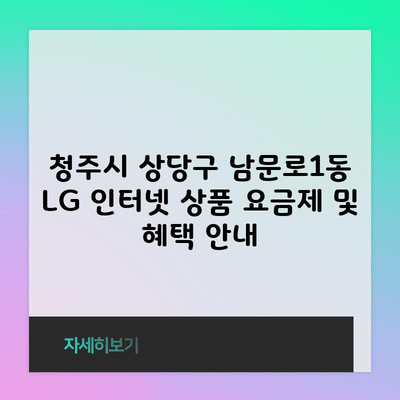 청주시 상당구 남문로1동 LG 인터넷 상품 요금제 및 혜택 안내