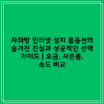 자취방 인터넷 설치 풀옵션의 숨겨진 진실과 성공적인 선택 가이드 | 요금, 사은품, 속도 비교