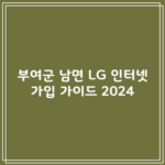 부여군 남면 LG 인터넷 가입 가이드 2024