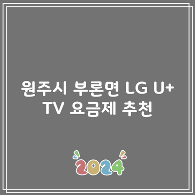 원주시 부론면 LG U+ TV 요금제 추천