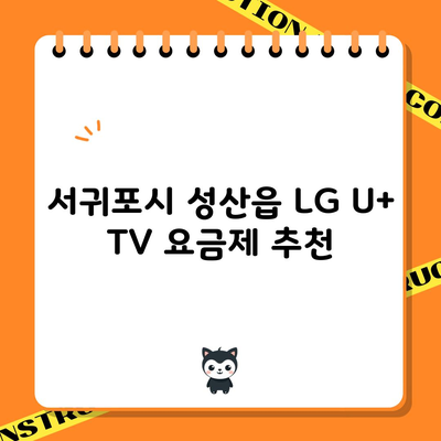 서귀포시 성산읍 LG U+ TV 요금제 추천