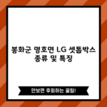 봉화군 명호면 LG 셋톱박스 종류 및 특징