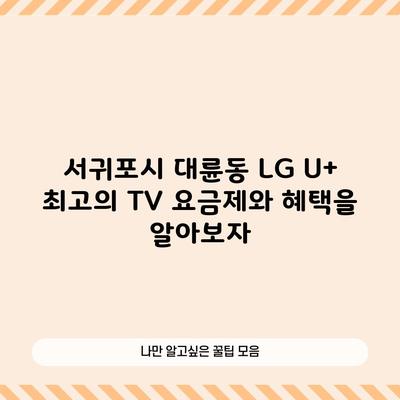 서귀포시 대륜동 LG U+ 최고의 TV 요금제와 혜택을 알아보자