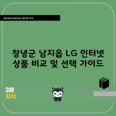 창녕군 남지읍 LG 인터넷 상품 비교 및 선택 가이드