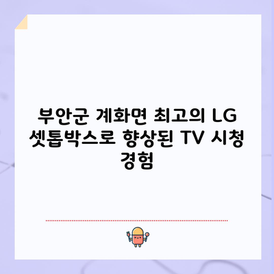 부안군 계화면 최고의 LG 셋톱박스로 향상된 TV 시청 경험