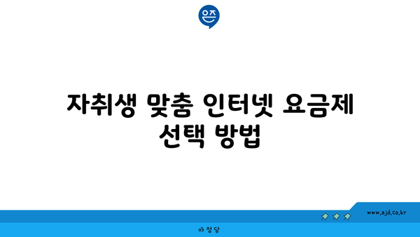 자취생 맞춤 인터넷 요금제 선택 방법