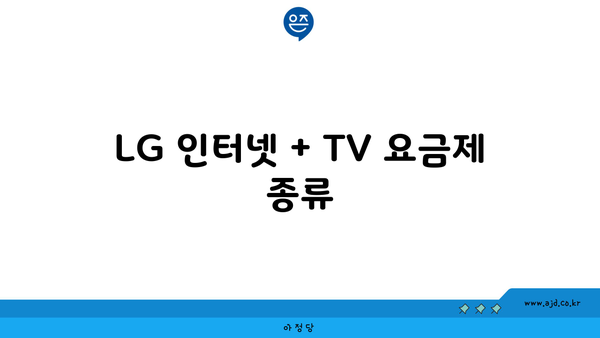 LG 인터넷 + TV 요금제 종류