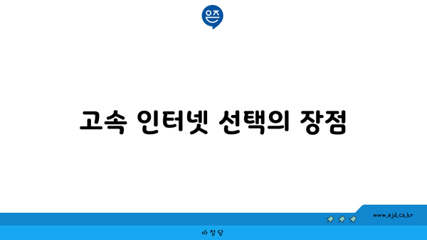 고속 인터넷 선택의 장점