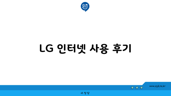 LG 인터넷 사용 후기