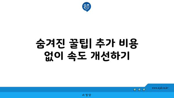 숨겨진 꿀팁| 추가 비용 없이 속도 개선하기