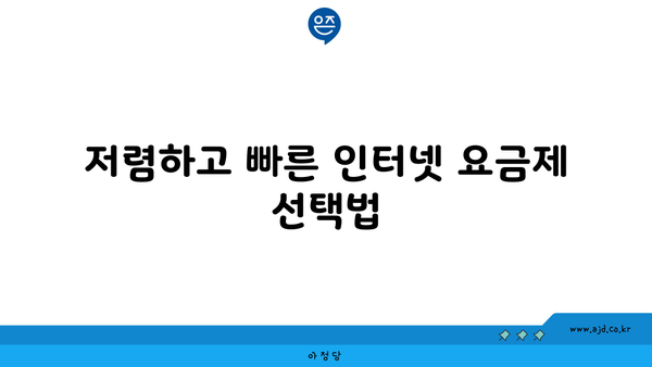 저렴하고 빠른 인터넷 요금제 선택법