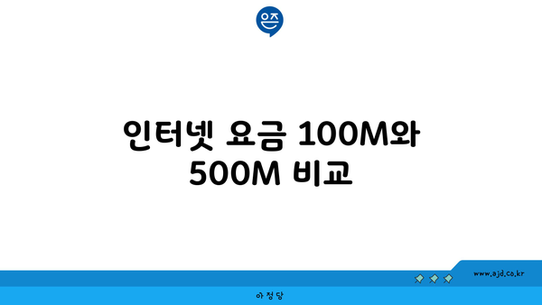 인터넷 요금 100M와 500M 비교