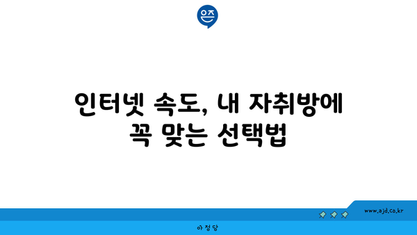 인터넷 속도, 내 자취방에 꼭 맞는 선택법