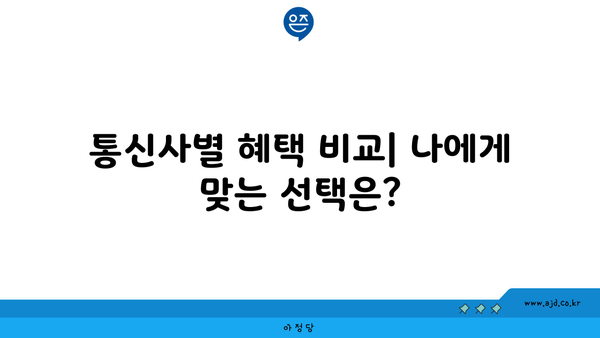 통신사별 혜택 비교| 나에게 맞는 선택은?