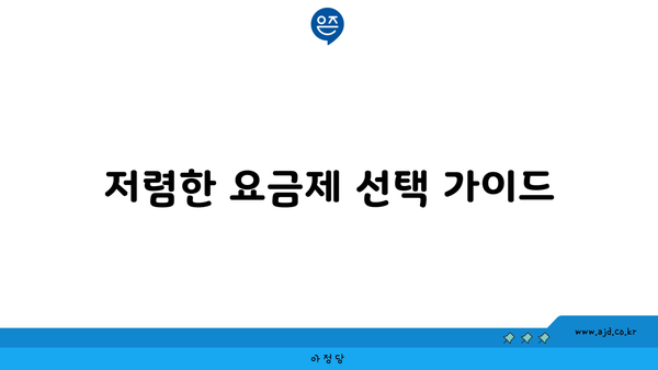 저렴한 요금제 선택 가이드