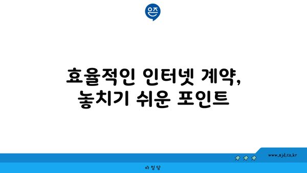 효율적인 인터넷 계약, 놓치기 쉬운 포인트