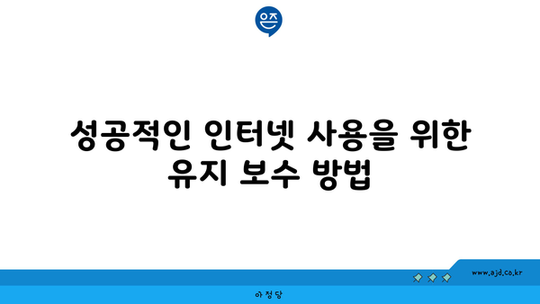 성공적인 인터넷 사용을 위한 유지 보수 방법