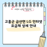 고흥군 금산면 LG 인터넷 요금제 상세 안내