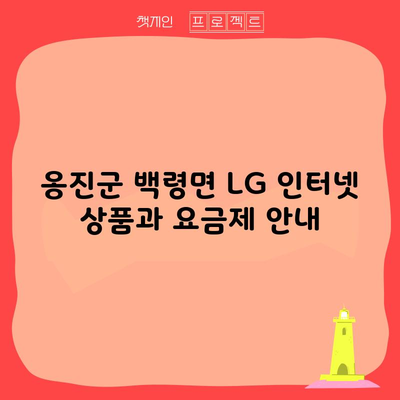 옹진군 백령면 LG 인터넷 상품과 요금제 안내