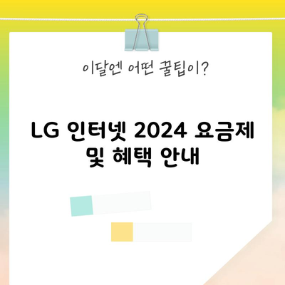 LG 인터넷 2024 요금제 및 혜택 안내