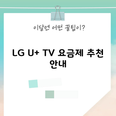 LG U+ TV 요금제 추천 안내