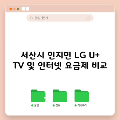 서산시 인지면 LG U+ TV 및 인터넷 요금제 비교