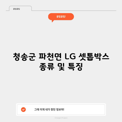 청송군 파천면 LG 셋톱박스 종류 및 특징