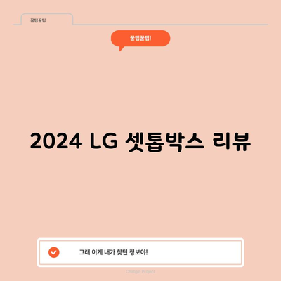 2024 LG 셋톱박스 리뷰