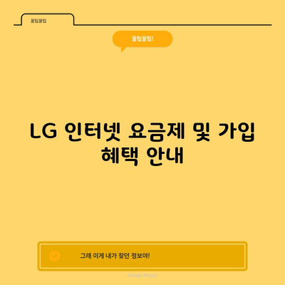 LG 인터넷 요금제 및 가입 혜택 안내