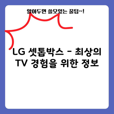 LG 셋톱박스 – 최상의 TV 경험을 위한 정보