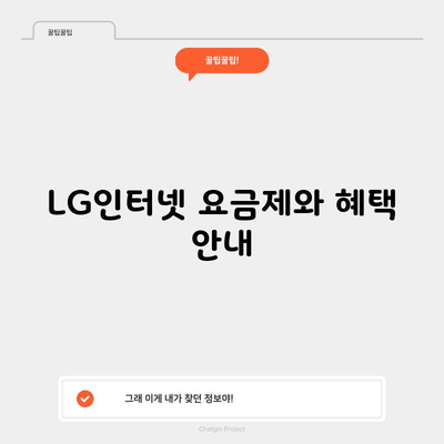 LG인터넷 요금제와 혜택 안내