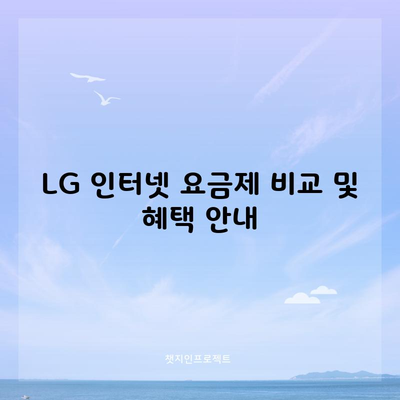 LG 인터넷 요금제 비교 및 혜택 안내