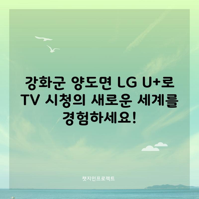 강화군 양도면 LG U+로 TV 시청의 새로운 세계를 경험하세요!