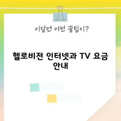 헬로비전 인터넷과 TV 요금 안내