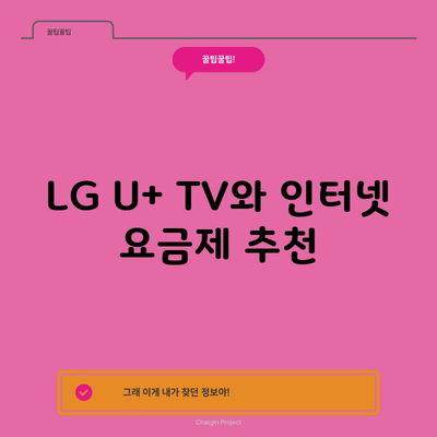 LG U+ TV와 인터넷 요금제 추천