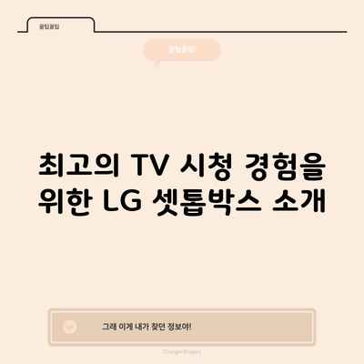 최고의 TV 시청 경험을 위한 LG 셋톱박스 소개