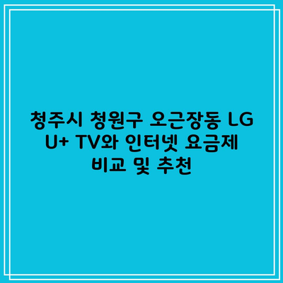 청주시 청원구 오근장동 LG U+ TV와 인터넷 요금제 비교 및 추천