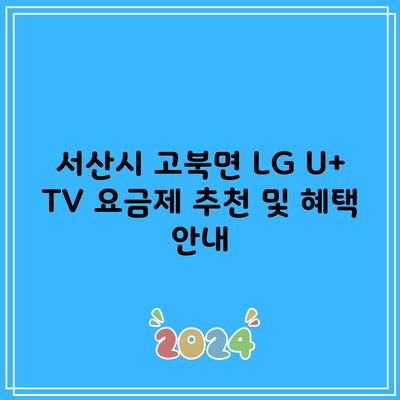 서산시 고북면 LG U+ TV 요금제 추천 및 혜택 안내