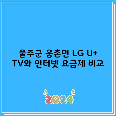 울주군 웅촌면 LG U+ TV와 인터넷 요금제 비교