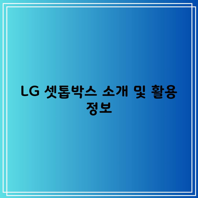 LG 셋톱박스 소개 및 활용 정보