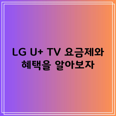 LG U+ TV 요금제와 혜택을 알아보자