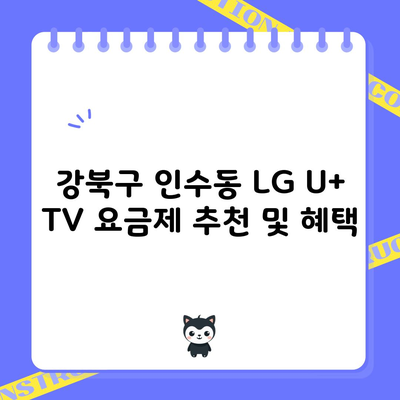 강북구 인수동 LG U+ TV 요금제 추천 및 혜택