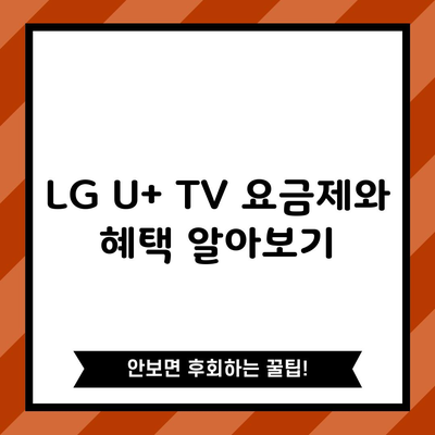 LG U+ TV 요금제와 혜택 알아보기