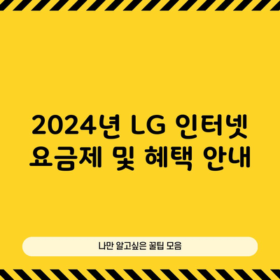 2024년 LG 인터넷 요금제 및 혜택 안내