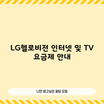 LG헬로비전 인터넷 및 TV 요금제 안내