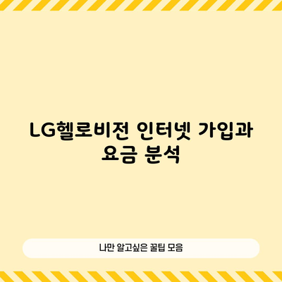 LG헬로비전 인터넷 가입 및 요금 분석 1분 정리